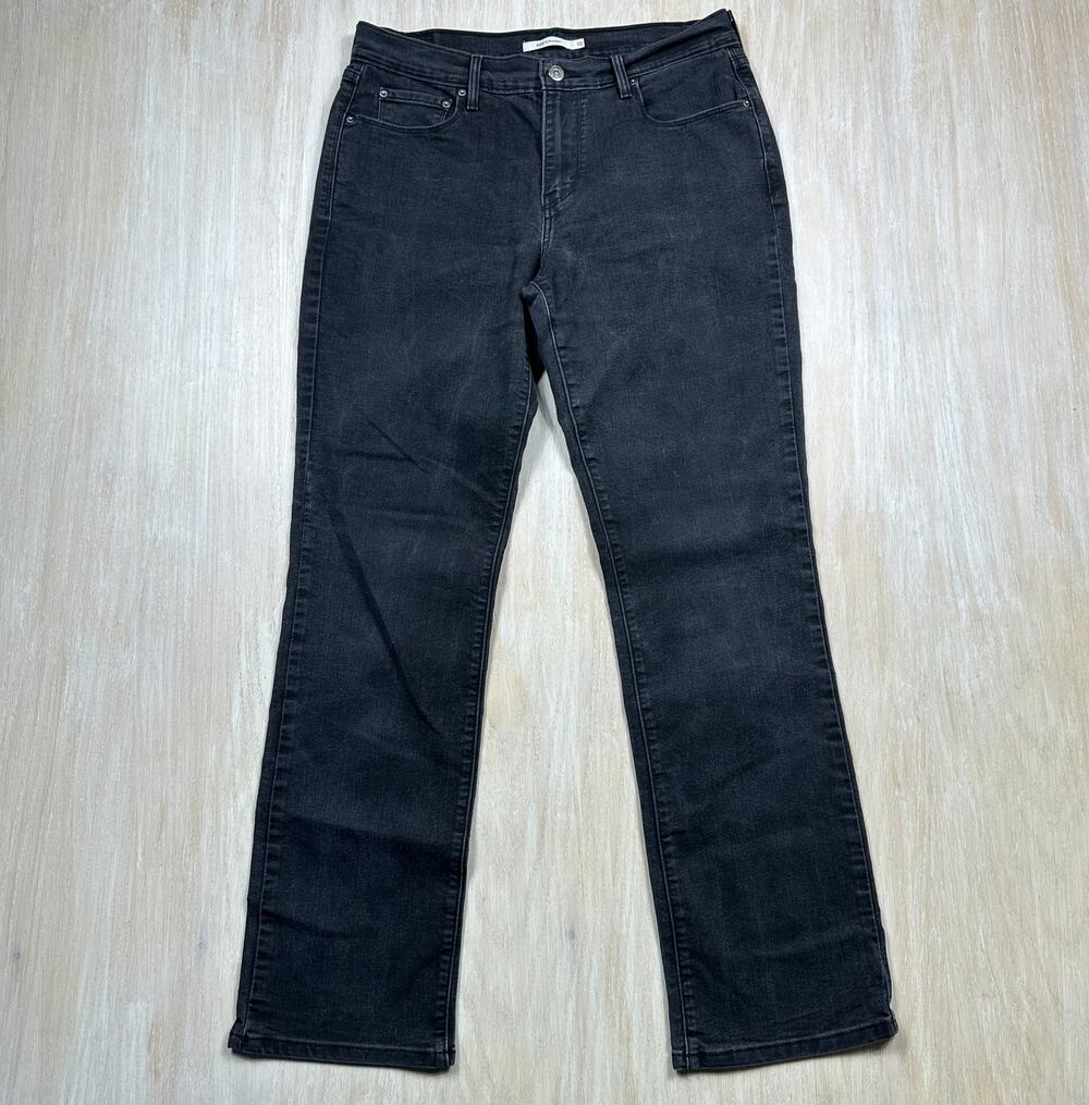 Levi's 505 Straight Black Washed Stretch Denim Mid Rise Classic Jeans 10 W30 L32